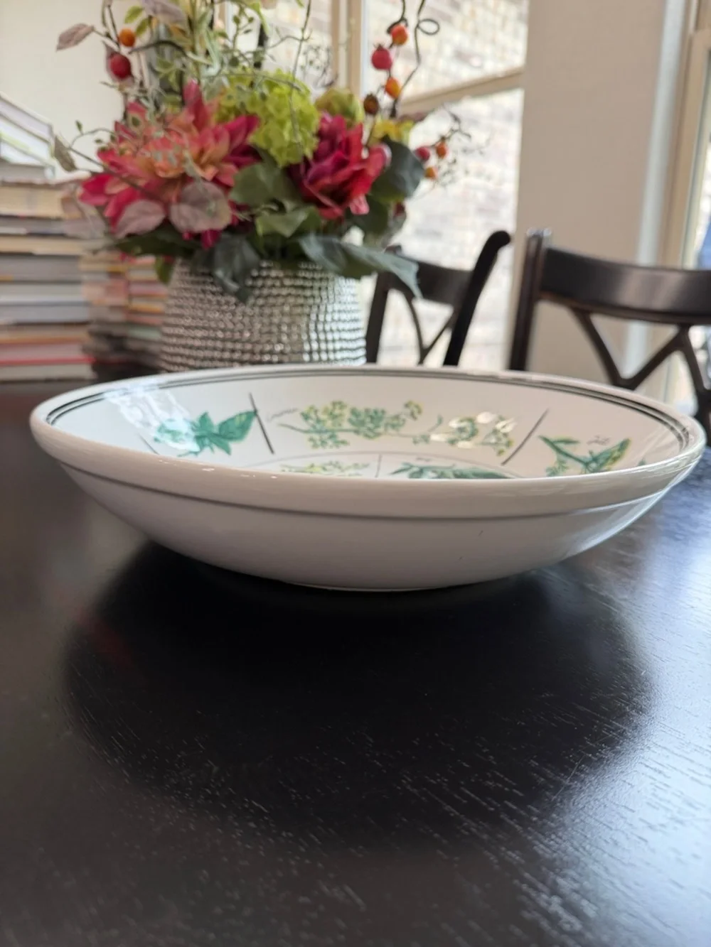 William Sonoma Herb-Illustration Ceramic Serving Plate 12.5”